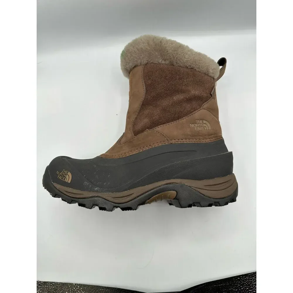 North Face Greenland Brown Zip Waterproof Winter Boots Size 8 Faux Fur Shearling - Picture 9 of 15